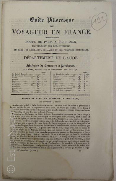 TOURISME AUDE "Guide pittoresque du voyageur en France,département de l'Aude",Paris,imprimerie...