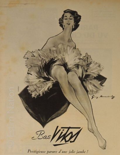 ART PUBLICITAIRE "Bas Vitos",gravure en noir ,vers 1960,23 x 30 cm,gravure tirée...
