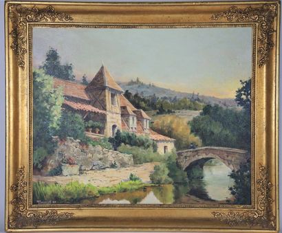 M. FOURNIER (XXème siècle) "Vue de hameau au bord d'un ruisseau"
Huile sur toile...