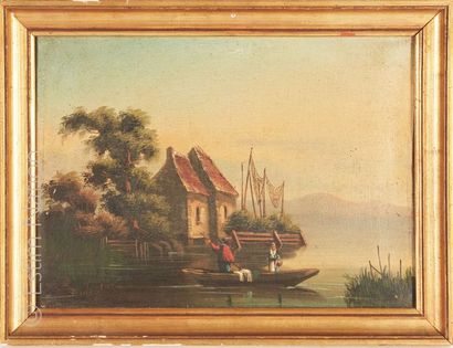 ÉCOLE FRANÇAISE, fin XIXe siècle "Bord de rivière animé"


Huile sur toile, portant...
