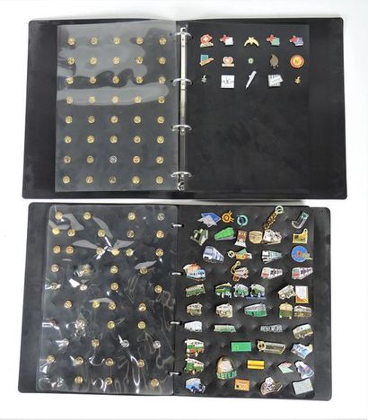 COLLECTION DE PIN'S Collection de pin's présenté dans deux classeurs comprenant les...