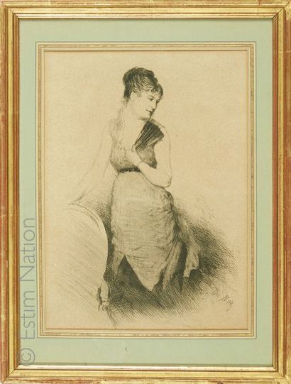 null Giuseppe de NITTIS (1846-1884)
"Gabrielle", 1876
Pointe-sèche signée dans la...