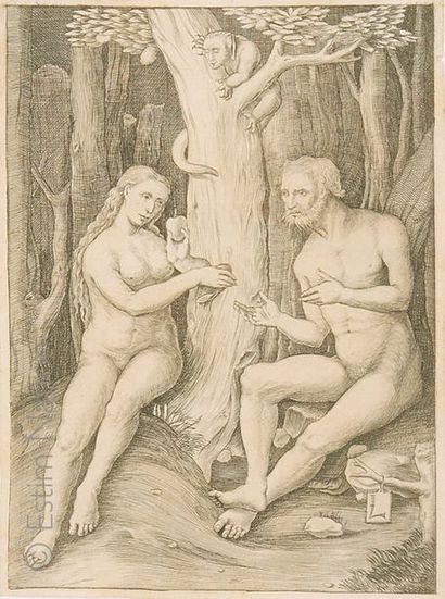 null Lucas de LEYDE (1494-1533) d'après
"Adam et Eve"
Burin, copie réalisée d'après...