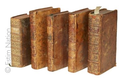null RELIURES
Ensemble de cinq volumes reliés XVIIe et XVIIIe in-12 ,état avec accidents...