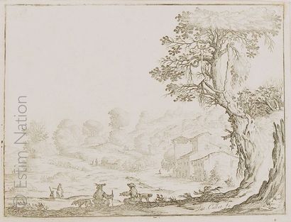 null Jacques CALLOT (1592-1635) d'après
"Paysage animé"
Eau-forte, planche de la...