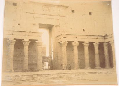 EGYPTE-PHOTO ORIGINALE Edfou, vue du temple d'Horus, 19 x 26 cm, tirage fin XIXe...