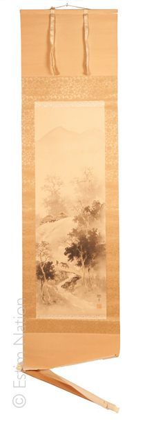 KAKÉMONO JAPON, XXe siècle

Paysage de montagne animé d'un homme et son âne
Encre...