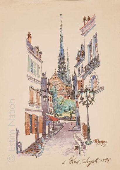 PARIS Ensemble sur Paris comprenant : 

- ANGELI ( XXe siècle)
Vue de Notre-Dame...
