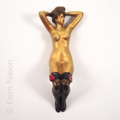EROTICA - BRONZE DE VIENNE Sujet en bronze de Vienne peint à froid doré et polychrome...
