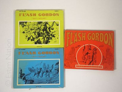 Alex RAYMOND Trois albums format paysage avec jaquette: 
- Flash Gordon "Guy l'éclair"...