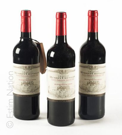VINS 3 bouteilles CHÂTEAU MUSSET CHEVALIER 2012 Saint-Emilion Grand Cru (étiquettes...