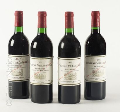 VINS 4 bouteilles CHÂTEAU VILLERANQUE 1985 Haut-Médoc (2 niveaux hauts goulots, 2...