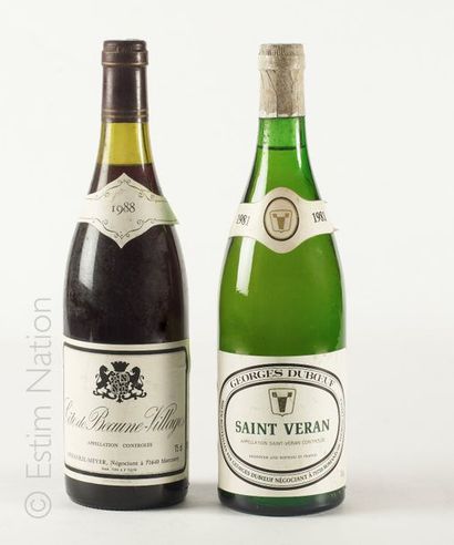 VINS 2 bouteilles : 1 SAINT VERAN 1981 Georges Duboeuf négociant, 1 COTE DE BEAUNE...