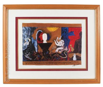 MAQBOOL FIDA HUSAIN (1915-2011) "VEDIC"
Estampe en couleurs signée en bas à droite
Dimensions...