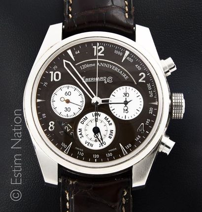 EBERHARD & CO - 120EME ANNIVERSAIRE Montre bracelet chronographe en acier, boîtier...