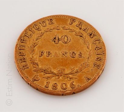 PIECE de 40 francs or Pièce de 40 Francs or Napoléon tête nue, calendrier grégorien....