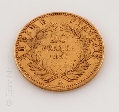 PIECE DE 20 FRANCS OR Pièce de 20 Francs or Napoléon III, tête nue. 1857
Poids brut...