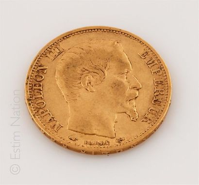 PIECE DE 20 FRANCS OR Pièce de 20 Francs or Napoléon III, tête nue. Atelier A. 1859
Poids...