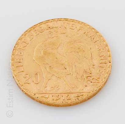 20 Francs or Pièce de 20 Francs or au Coq (Louis d'or) datée 1912. 
Poids brut :...