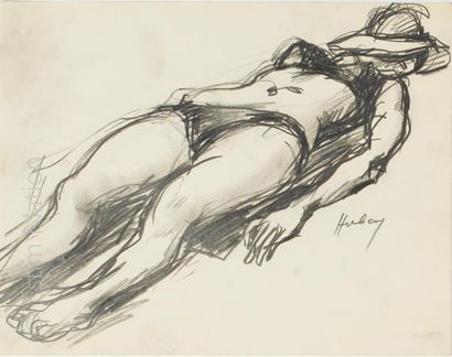 Paul Hubay (1930 - 1994) Paul Hubay (1930 - 1994)
"Femme allongée en maillot de bain...