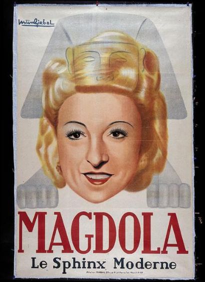  MAGDOLA. "Magdola.Le Sphinx Moderne".Lithographie en couleurs entoilée. 120 x 79...