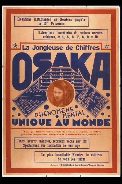 null OSAKA. "La Jongleuse de chiffres Osaka.Unique au monde".Affiche bicolore rouge...