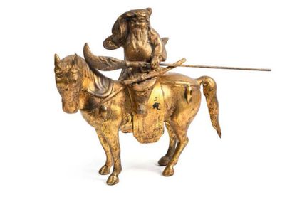CHINE Vers 1900 
Cavalier 
Sculpture en fonte...