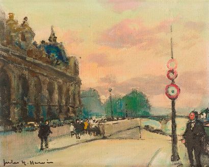 Jules René HERVE (1887 - 1981) Gare d'Orsay 
Huile sur toile. Signé en bas à gaucheet...