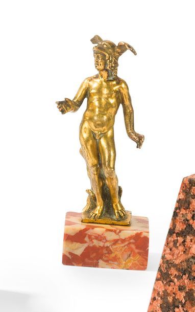 Ecole Française du XVIIIème siècle Mercure 

Sculpture en bronze patiné et doré sur...