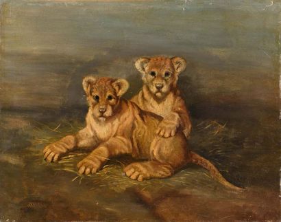 Carl Fredrik KIOERBOE (1799-1876) Les lionceaux
Huile sur toile. Signé en bas à gauche
73x92...
