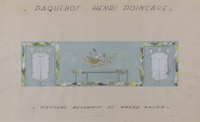Dans le goût de André ARBUS (1903-1969) Projet de décoration du paquebot Henri Poincaré
Ensemble...