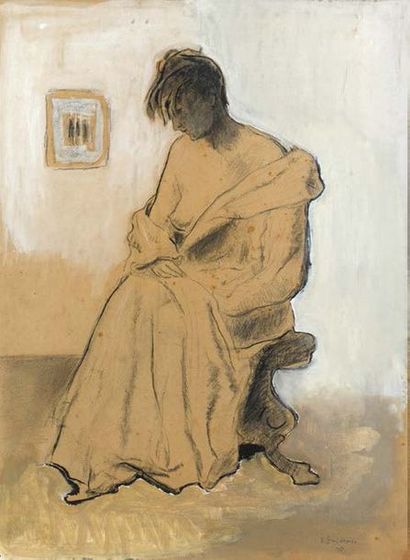 Paul A. GRIMM (1891-1974) Portrait
Technique mixte sur papier. Signé en bas à droite
62x45,5...
