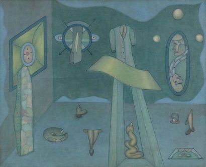 Gabriel DERKEVORKIAN (né en 1932) Alchimères
Huile sur toile. Signé en bas à gauche 
81,5x100...