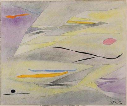 Gustave SINGIER (1909-1984) Sans titre-1956
Technique mixte sur papier. Signé et...