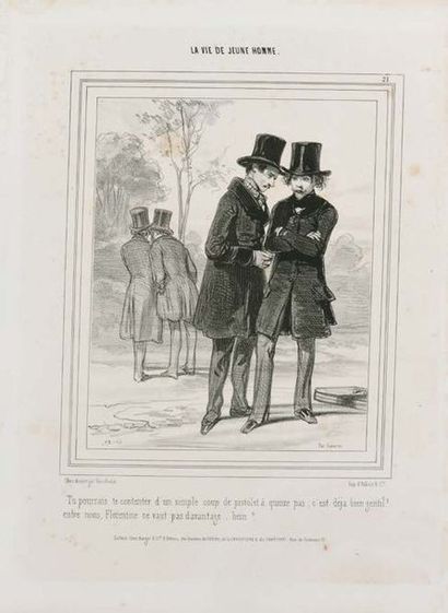 D'après Sulpice GAVARNI (1804-1866) La vie de jeune homme
Paire de lithographies....