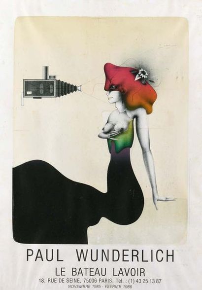 Paul WUNDERLICH (1927-2010) Affiche pour l'exposition au bateau lavoir novembre 1985/...