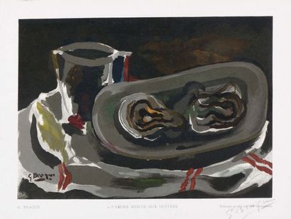 Georges BRAQUE (1882-1963) Nature morte aux huîtres
Gravure. Signé. Numérotée 91/100
26,5x35...