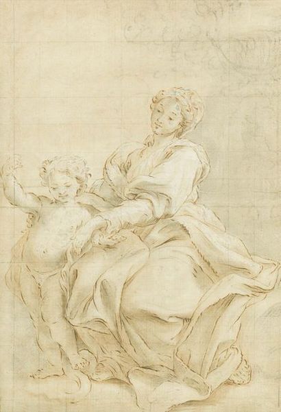 Giovanni Battista GAULLI, IL BACICCIO (1639-1709) 
La Vierge et l'Enfant près d'une...