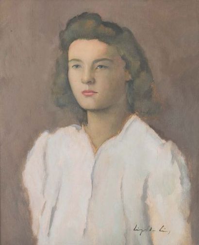 Léopold LÉVY (1882-1966) 
Portrait de jeune femme
Huile sur panneau. Signé en bas...