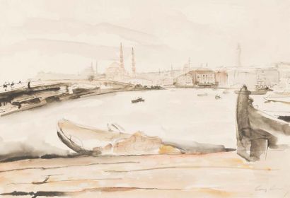 Léopold LÉVY (1882-1966) 
Istanbul
Aquarelle et encre sur papier. Signé en bas à...