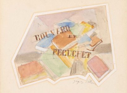 Jacques VILLON (1875-1963) 
Bouvard et Pecuchet Aquarelle sur papier. Signée
19x23,5...