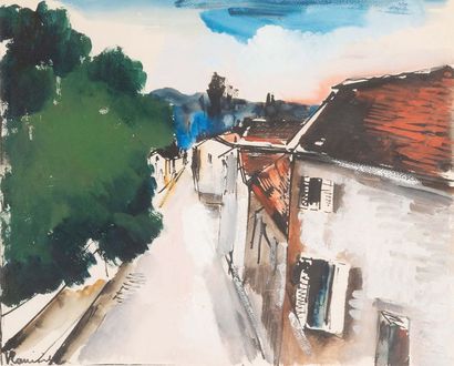Maurice de Vlaminck (1876-1958) 
View of the village
Watercolour and gouache on paper.
Signed...
