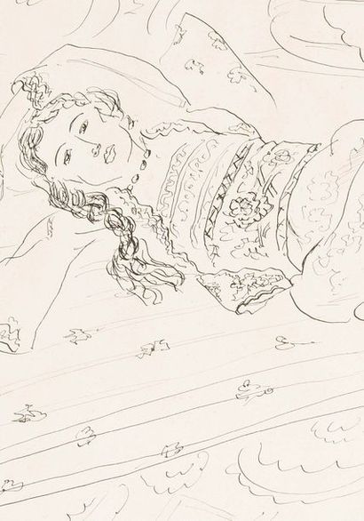 Henri MATISSE (1869-1954) 
Odalisque couchée - 1928
Encre sur papier.
Signé et daté...