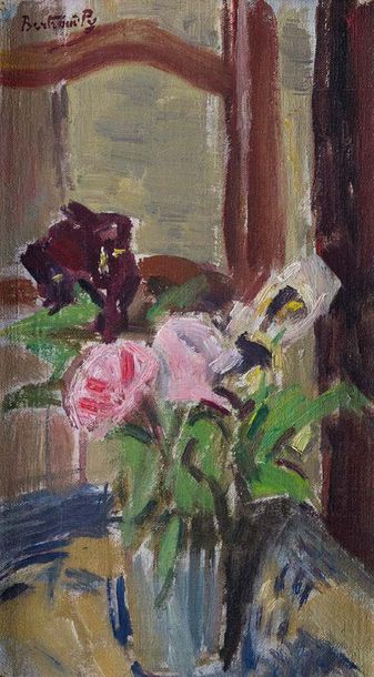 Bertrand PY (1895-1973) 
The Oil on canvas bouquet.
Signed top left 28.5 x 16 cm