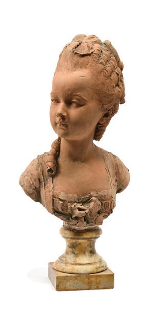 Fernand CIAN (c. 1886-1954) 
Buste de jeune femme
Sculpture en terre cuite. Signé...