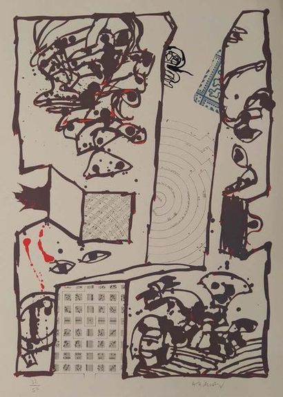 Pierre Alechinsky (né en 1927) 
Chutes et panaches, avec extraits de partitions labyrinthiques...