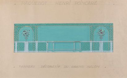 Dans le goût de André ARBUS (1903-1969) Projet de décoration du paquebot Henri Poincaré...
