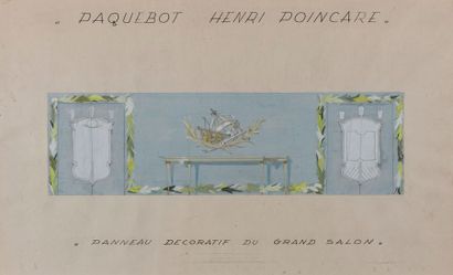 Dans le goût de André ARBUS (1903-1969) Projet de décoration du paquebot Henri Poincaré...