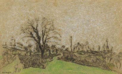 Ker-Xavier ROUSSEL (1867-1944) 
Paysage
Fusain et pastel sur papier. Signé en bas...