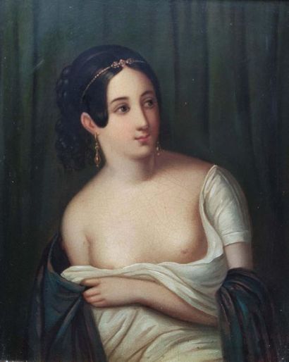 Pierre Louis dit Henry GREVEDON (1776-1860) 
Jeanette surprise
Huile sur cuivre 14,5x12...